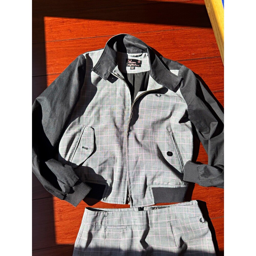 Fred Perry Amy Winehouse Plaid 2pc Jacket & Skirt Set US 4 Lined Zip